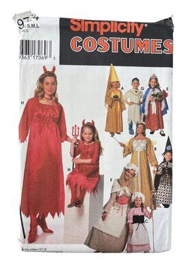 Simplicity 9724 Sewing Pattern Sizes S-L Devil Queen Bo Peep Kids Costume UNCUT
